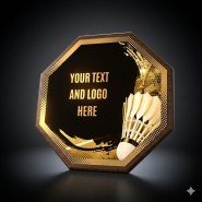 Dřevěná plaketa HEXM25 | Badminton